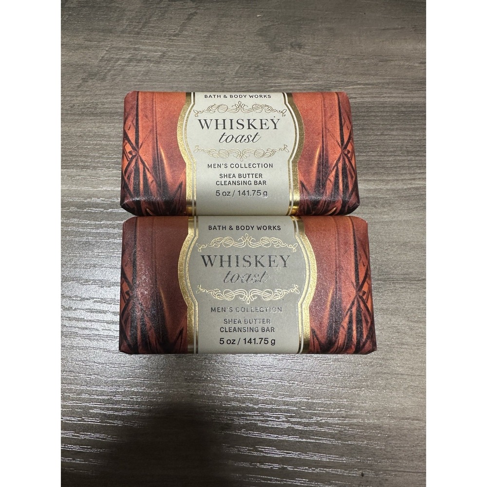 Bath & Body Works WHISKEY TOAST Shea Butter Cleansing Bar Soap 5 oz Set 2 - Picture 2 of 3